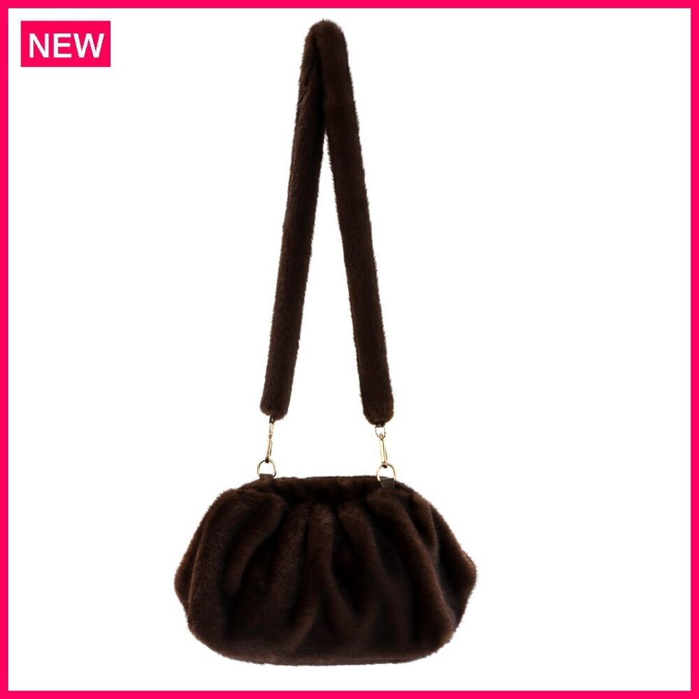 Faux Fur Shoulder Bag Crossbody Purse Hobo Style Winter Fluffy Handbag